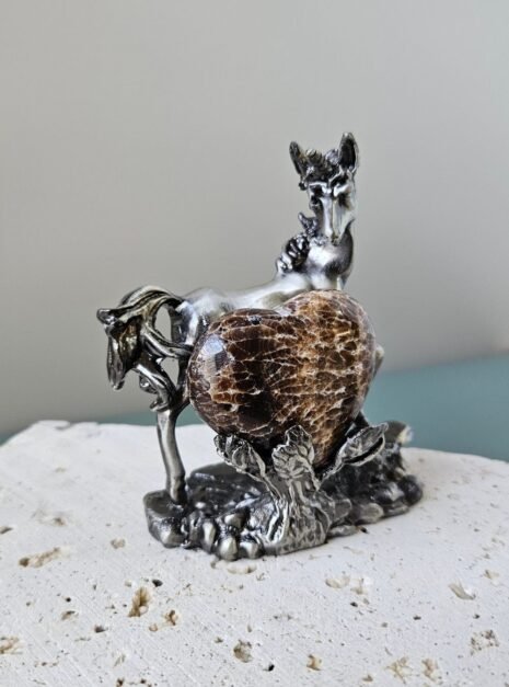 Chocolate Calcite Heart on Unicorn Stand Chocolate Calcite Heart on Unicorn Stand