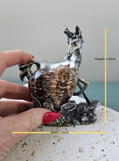 Chocolate Calcite Heart on Unicorn Stand Chocolate Calcite Heart on Unicorn Stand