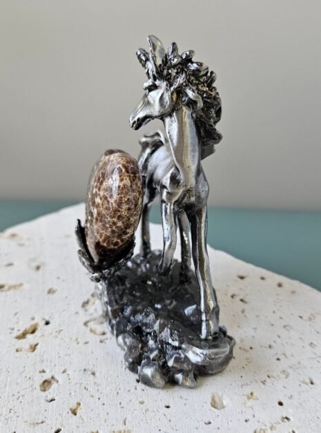 Chocolate Calcite Heart on Unicorn Stand Chocolate Calcite Heart on Unicorn Stand