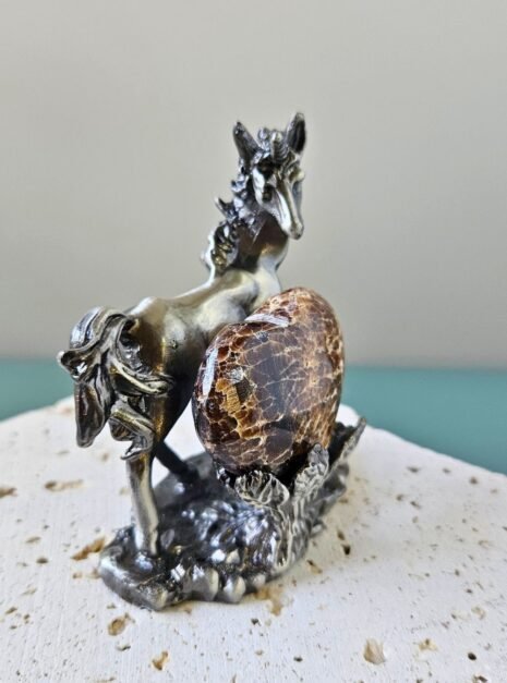 Chocolate Calcite Heart on Unicorn Stand Chocolate Calcite Heart on Unicorn Stand
