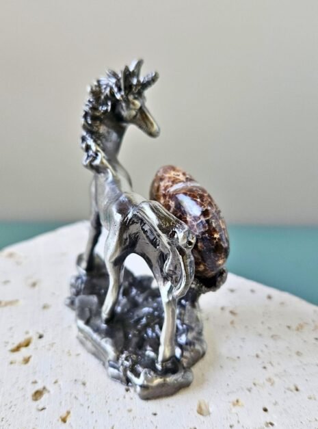 Chocolate Calcite Heart on Unicorn Stand Chocolate Calcite Heart on Unicorn Stand