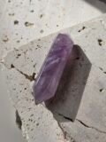 Amethyst double terminated point seen from another angle, showing a point at each end