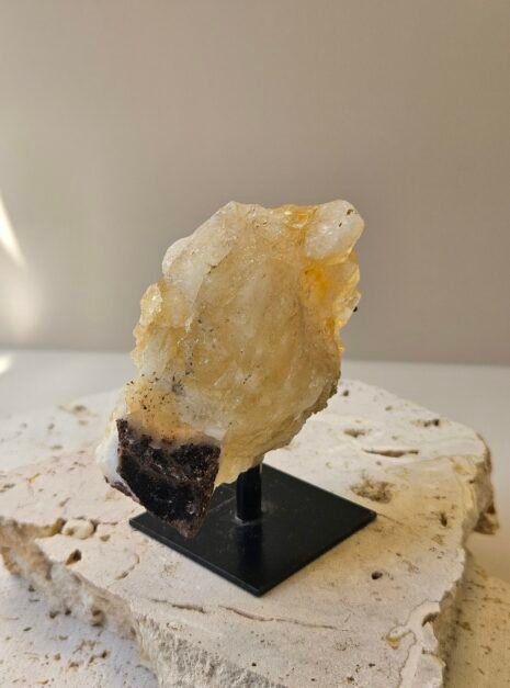 Citrine Cluster on Stand 2 Citrine cluster on its stand, turned to a three quarter angle