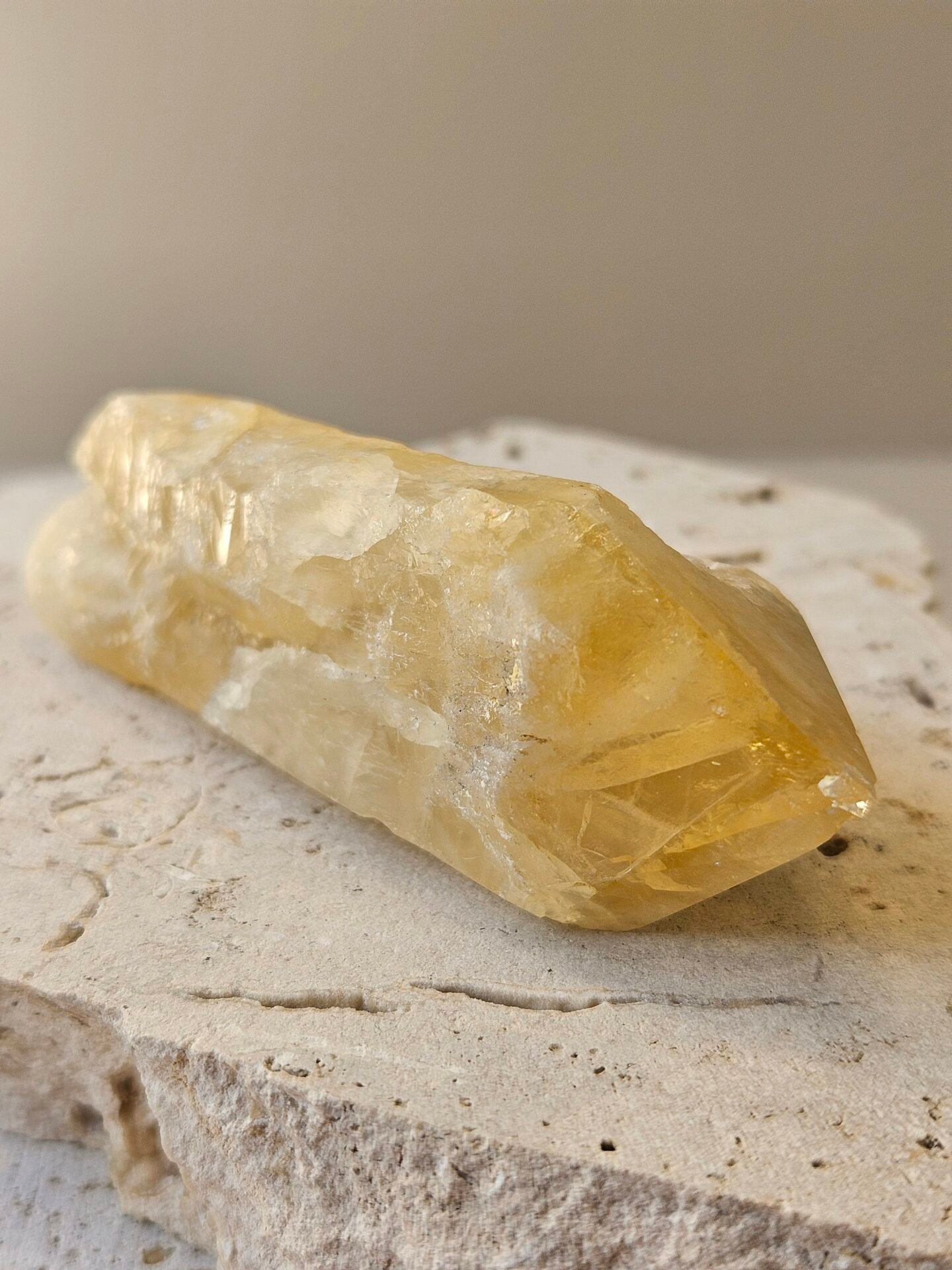 Citrine Point Bahia 1 Bahia Citrine point in side profile showing its full length