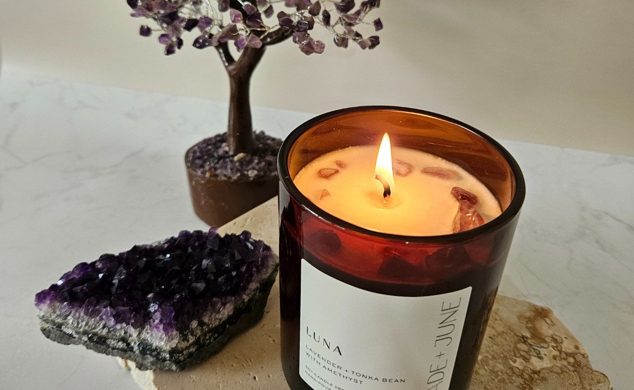 Candles with crystals inside